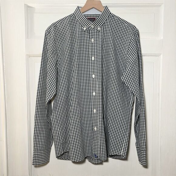 UNTUCKit  White Blue Gingham Check Men's Large Long Sleeve Button Down Shirt - Picture 4 of 6